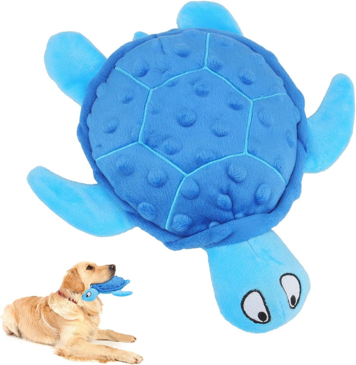 Blue sea turtle crinkle dog toy