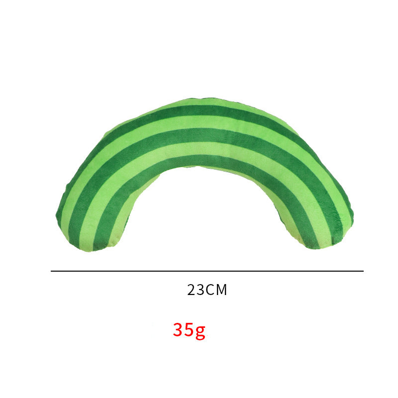 Green striped catnip pillow cat toy