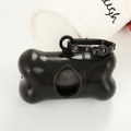 Black bone-shaped poop bag holder with clip