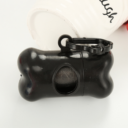 Black bone-shaped poop bag holder with clip