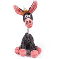 Grey plush donkey dog toy with pink ears