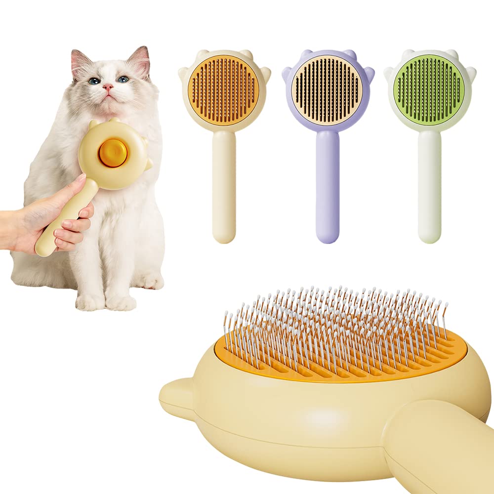Self-cleaning deshedding brushes in three colors
