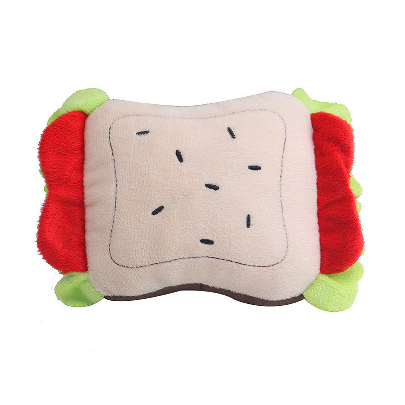 Toast sandwich plush dog toy