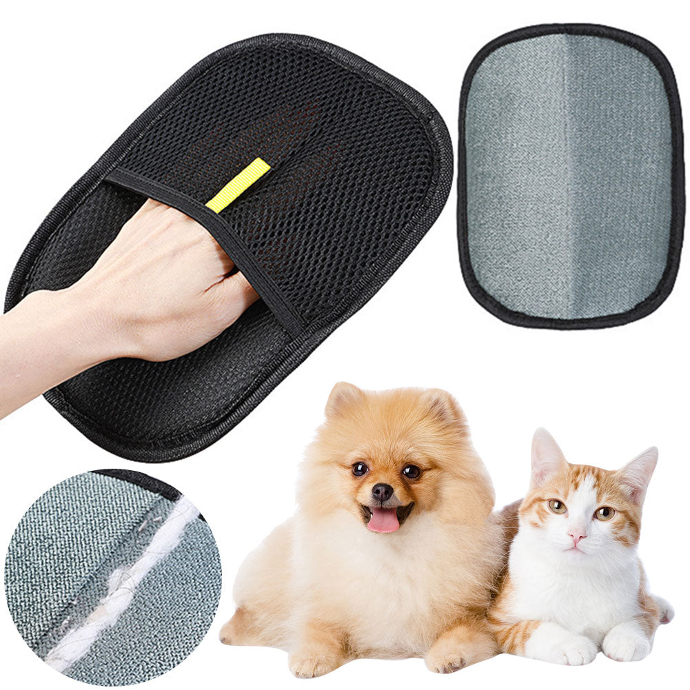 Dual-sided pet hair grooming mitt