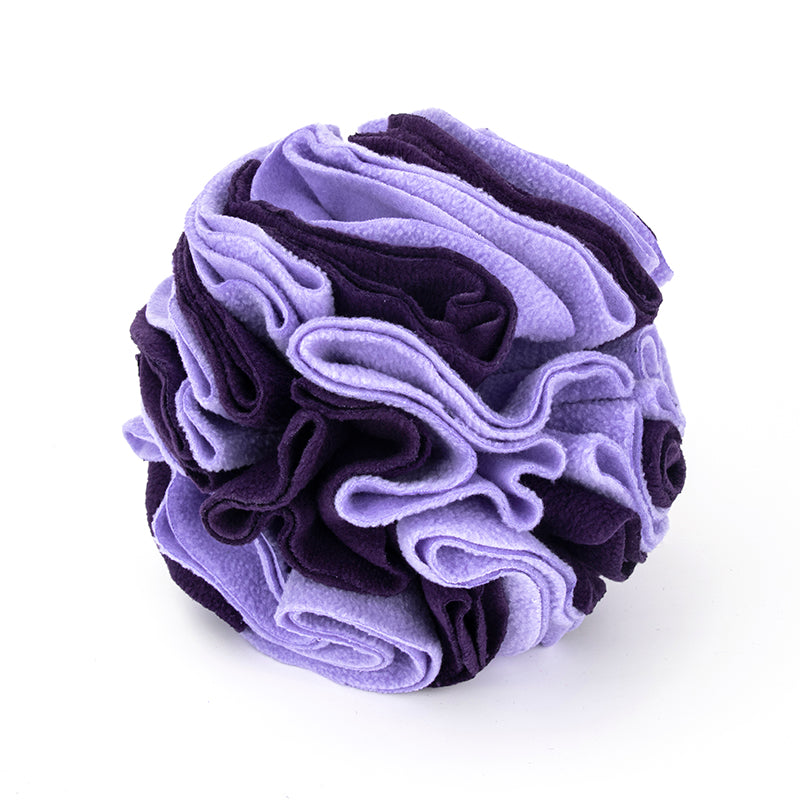 Snuffle ball in Noble Purple, lilac and deep purple fleece