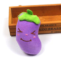 Purple smiling eggplant plush cat toy