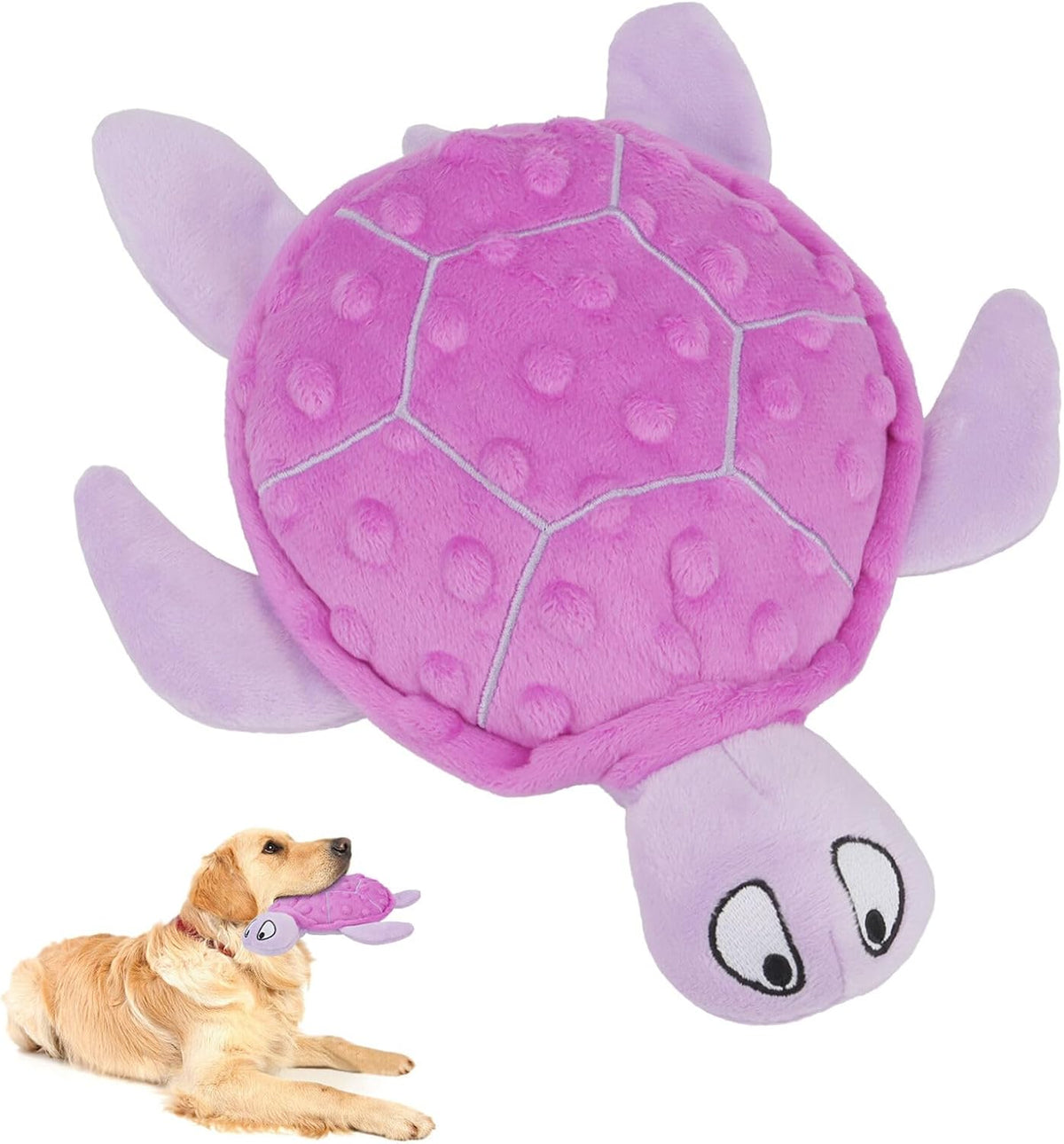 Purple sea turtle crinkle dog toy